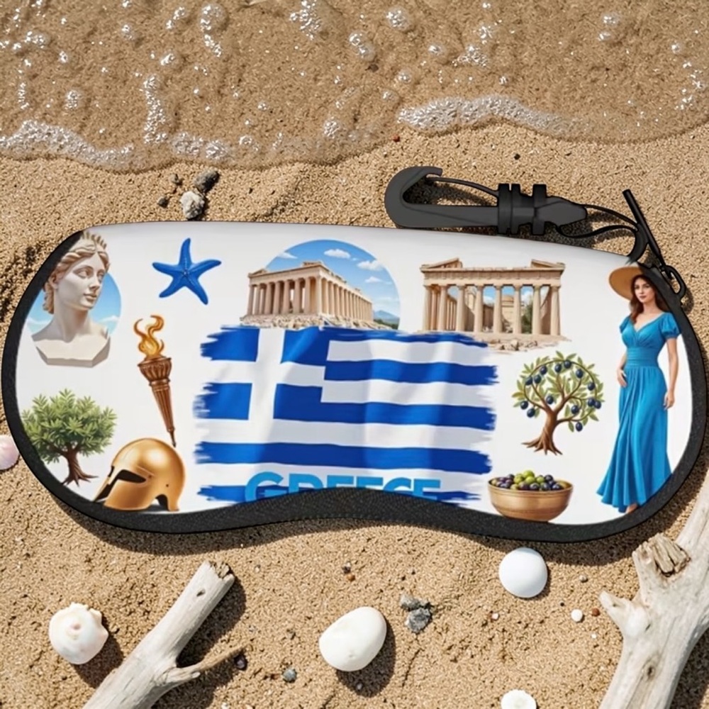 Greece Flag Themed Sunglasses Case